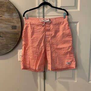 Trunks Surf & Swim Co. Coral Gingham Swim Trunks L